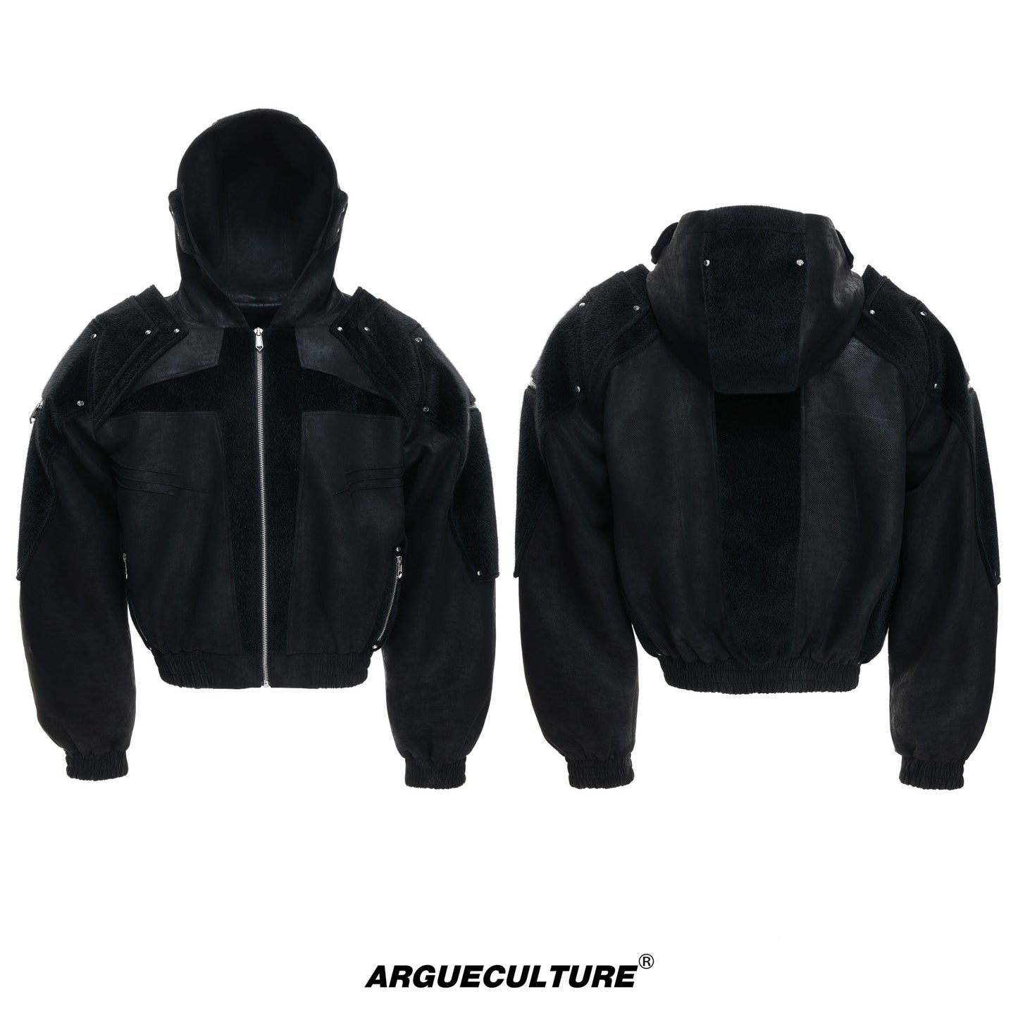 Matte Wax Coating Deconstructed Hooded Jacket WN23325
