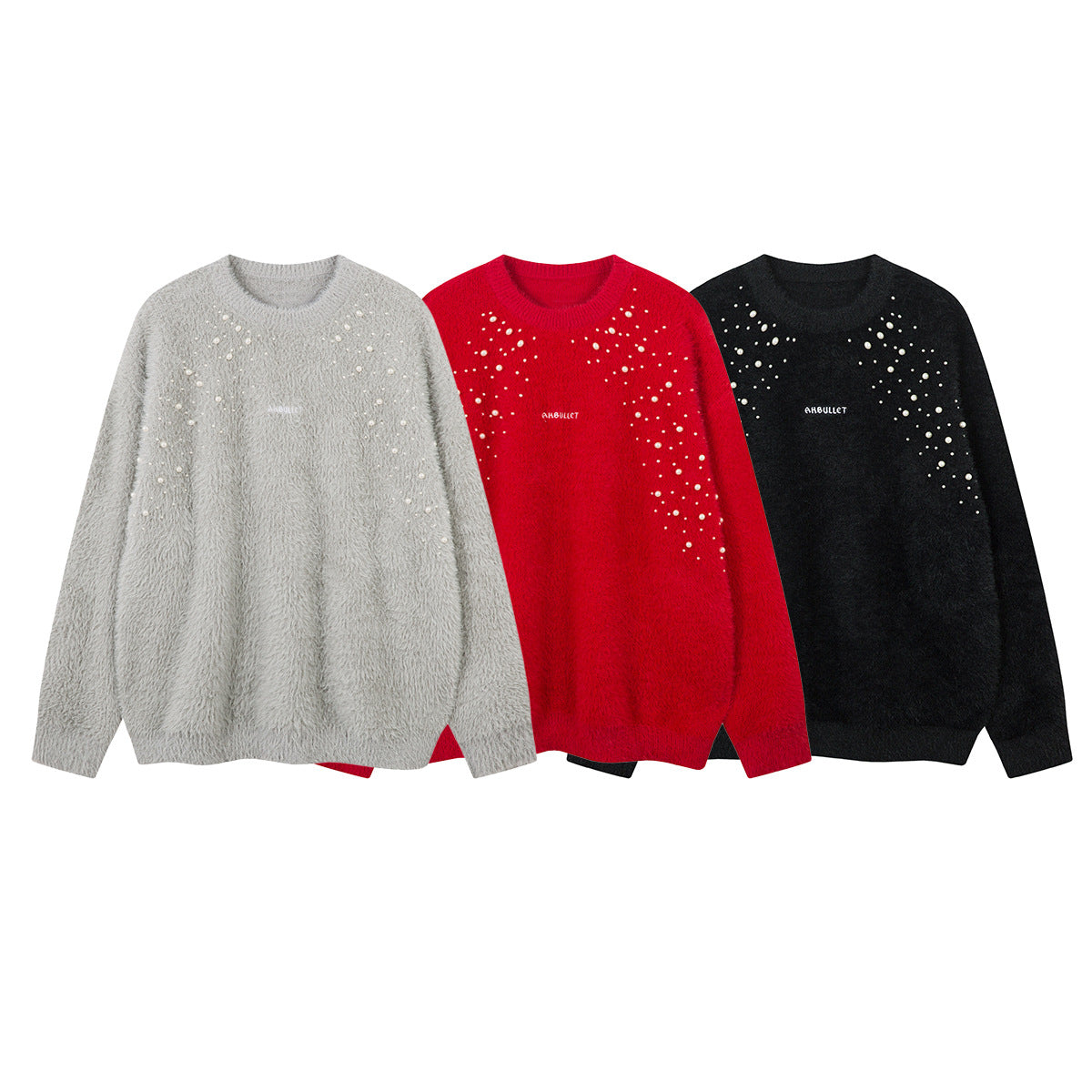 Pearl Decor Fuzzy Knit Sweater WN21850