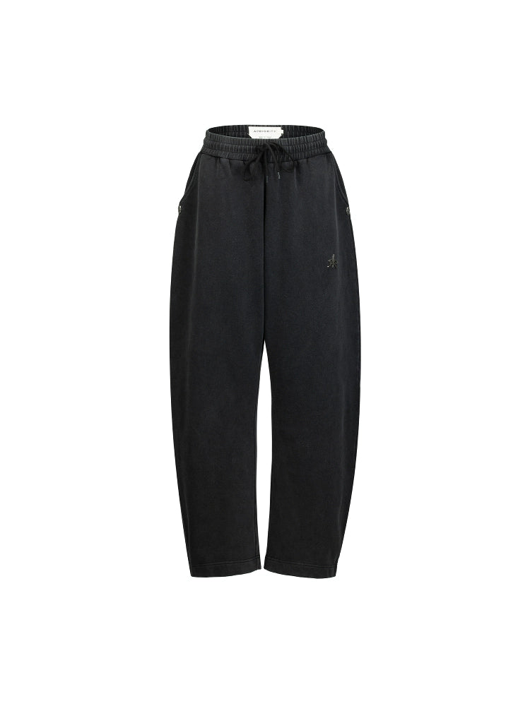 Washed Curved Design Wide Leg Sweatpants WN18891