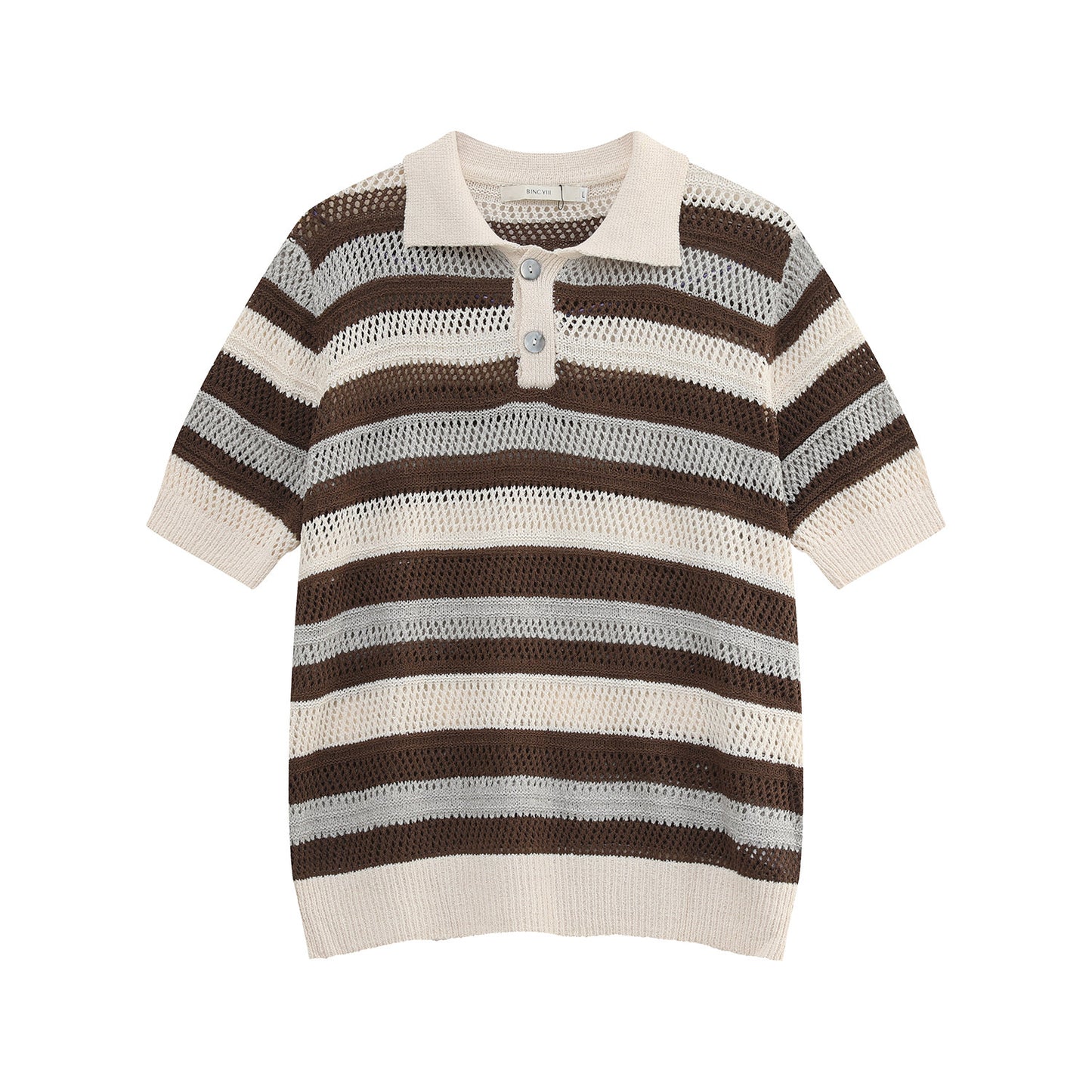 Openwork Border Knit Polo Short Sleeve Shirt WN25020