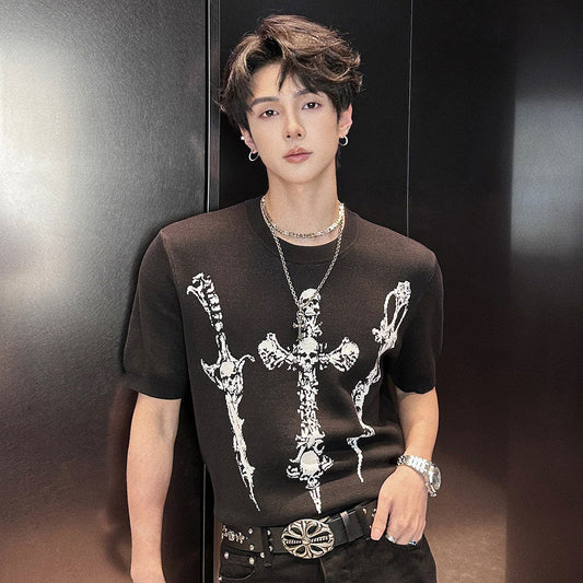 Skeleton Print Short Sleeve T-Shirt WN25052