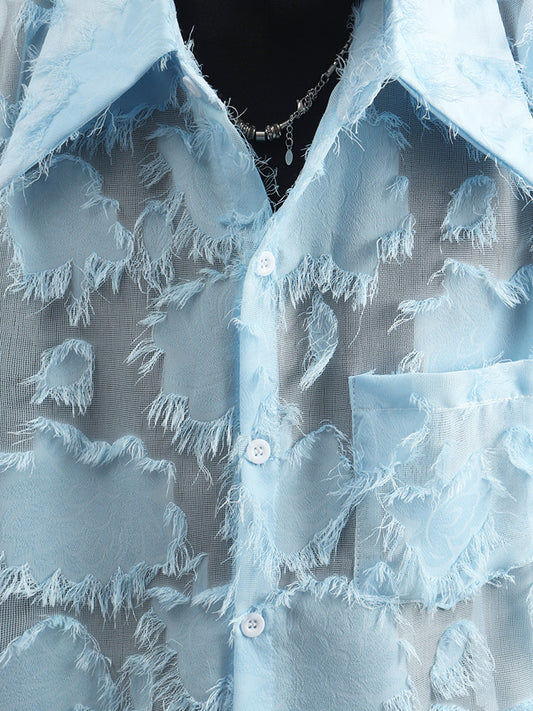 Fringe Texture Pocket Design Long Sleeve Shirt WN23722