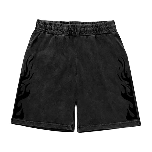 Flame Washed Drawstring Half Pants WN26791