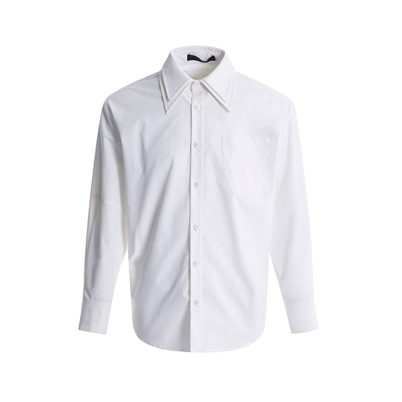 Double Pleated Collar Shoulder Pad Long Sleeve Shirt WN8127