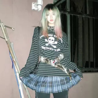 Skull Stripe Long Sleeve T-Shirt WN15897