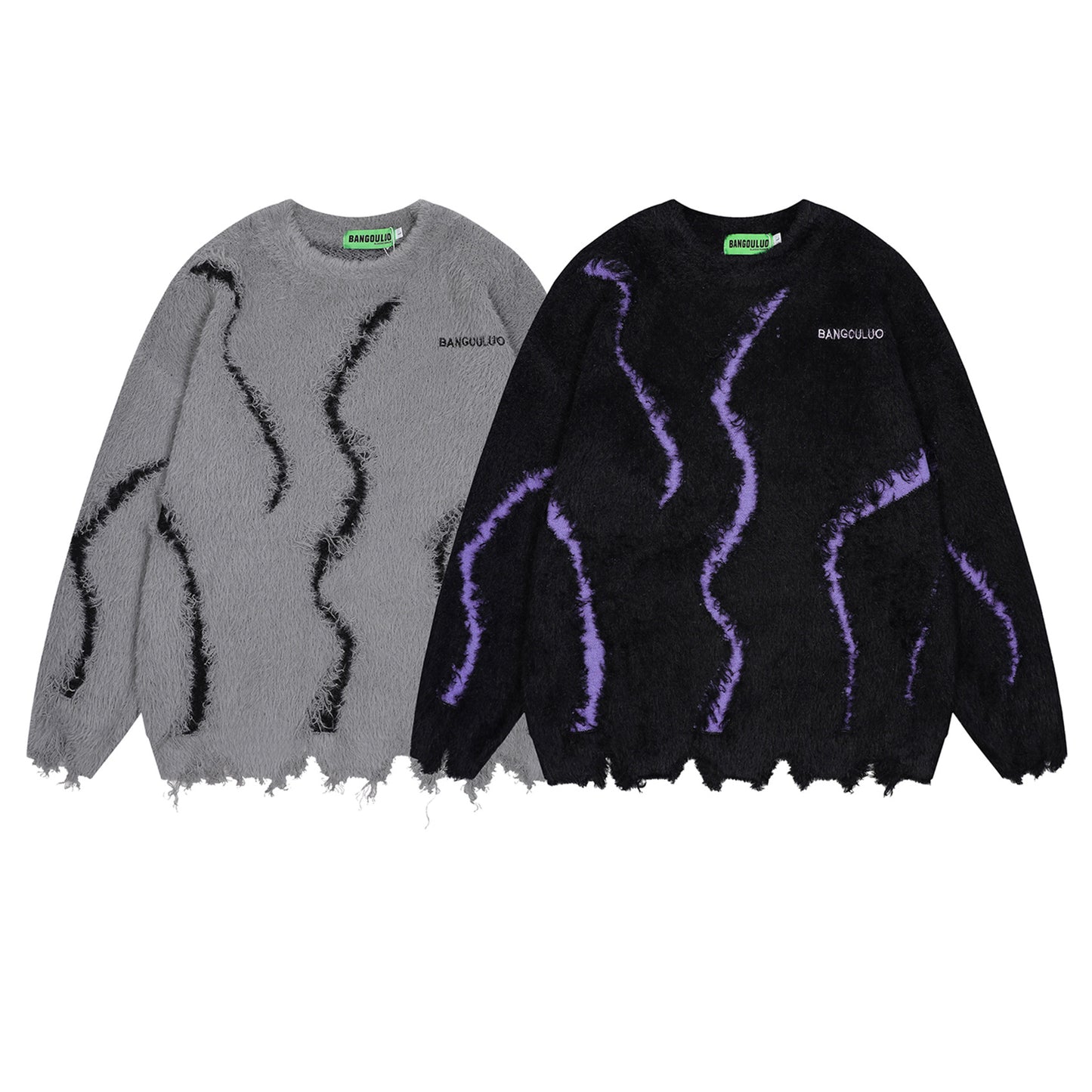 Tie-Dye Soft Mohair Jacquard Oversize Knit Sweater WN11482