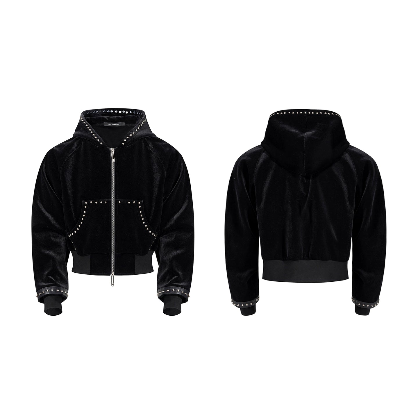 Beads Velour Zipper Hooded Jacket WN18778