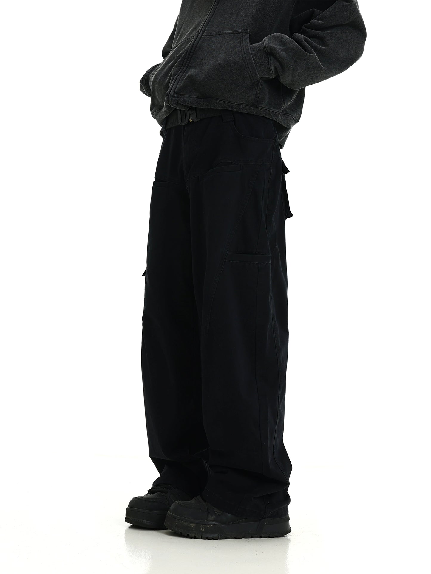 Washed Wide-Leg Straight Cargo Pants WN5794