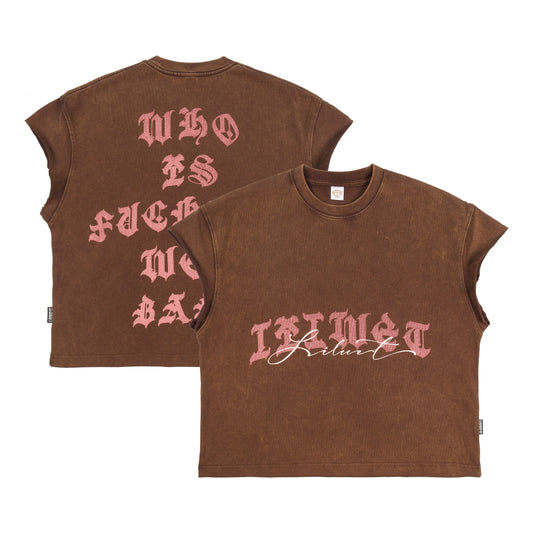 Damage Letter Sleeveless T-Shirt WN26657
