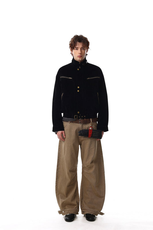 Suede Stand Neck Zipper Jacket WN27872