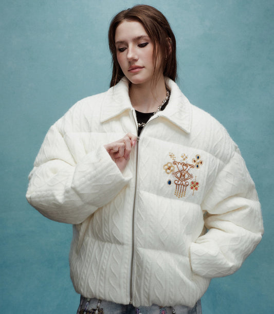 Embroidery Quilted Puffer Jacket WN23232