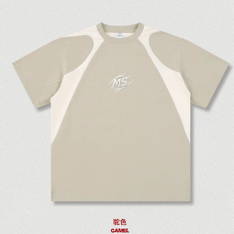 Color Block Patchwork Short Sleeve T-Shirt WN18678