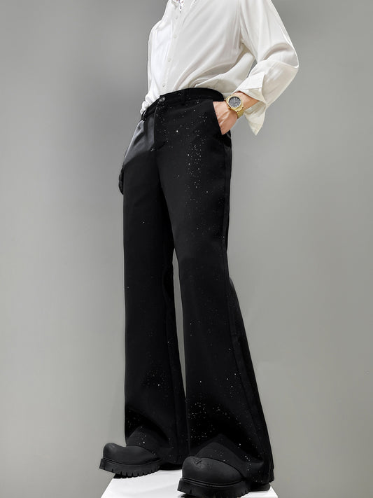 Foil Star Print High Waist Flare Trousers WN23876