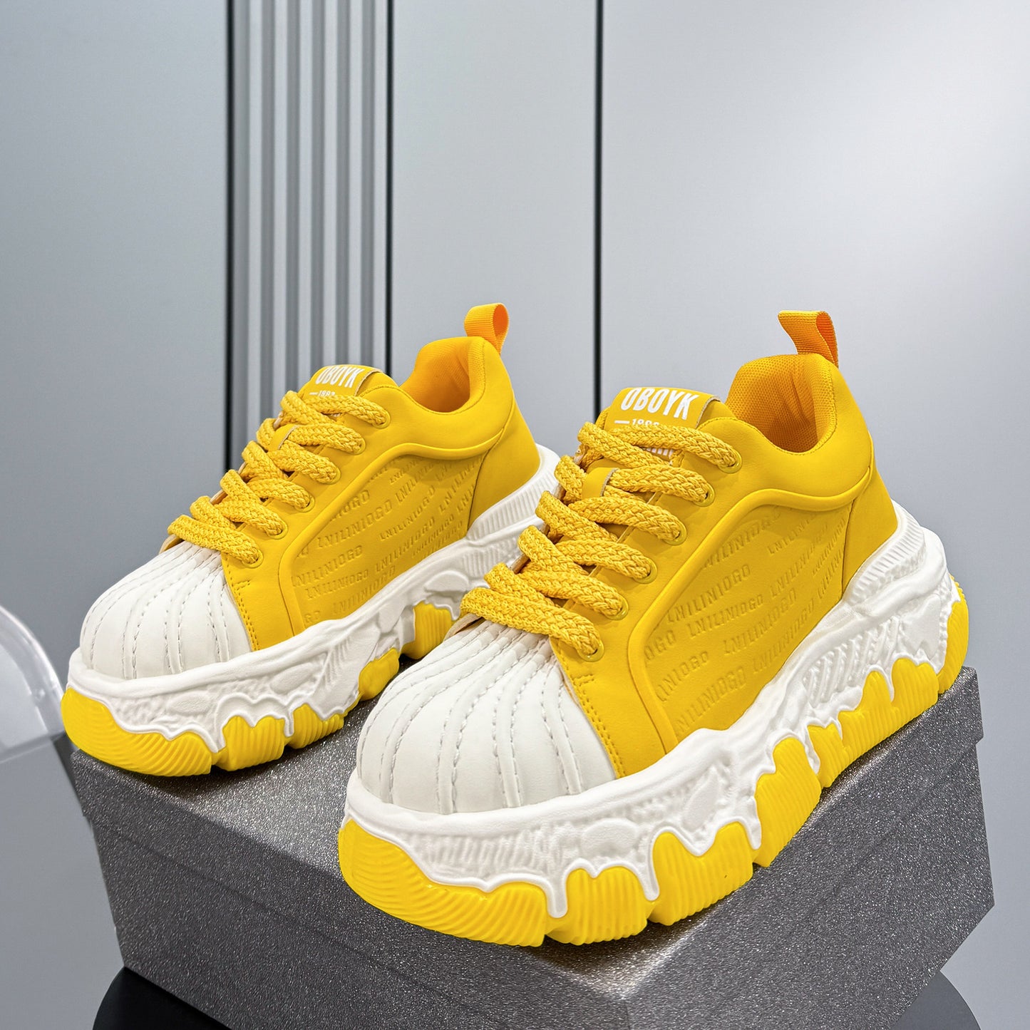 Shell Toe Embossed Chunky Sole Sneakers WN24665