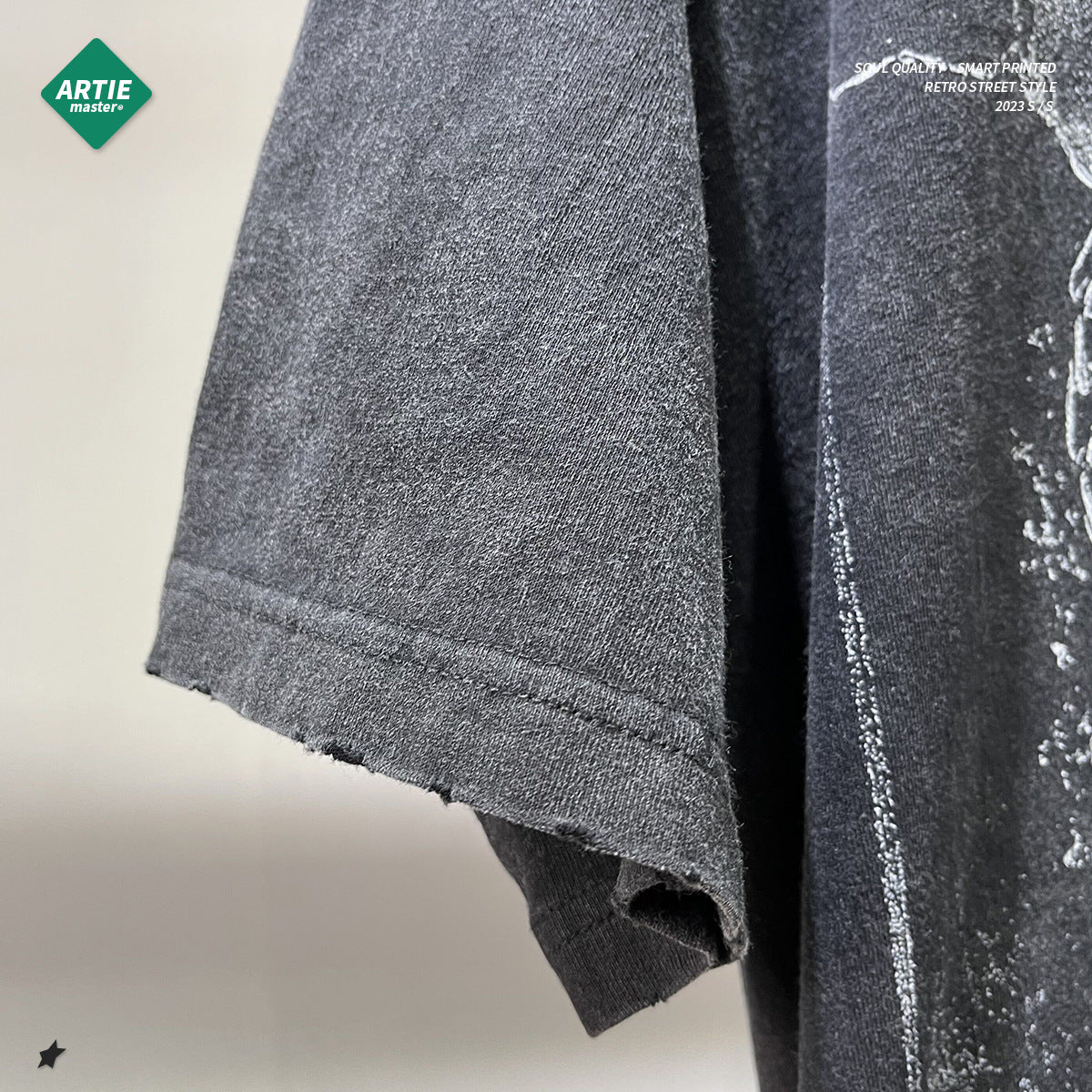 Washed Skull Digital Print Round Short Sleeve T-Shirt WN7768