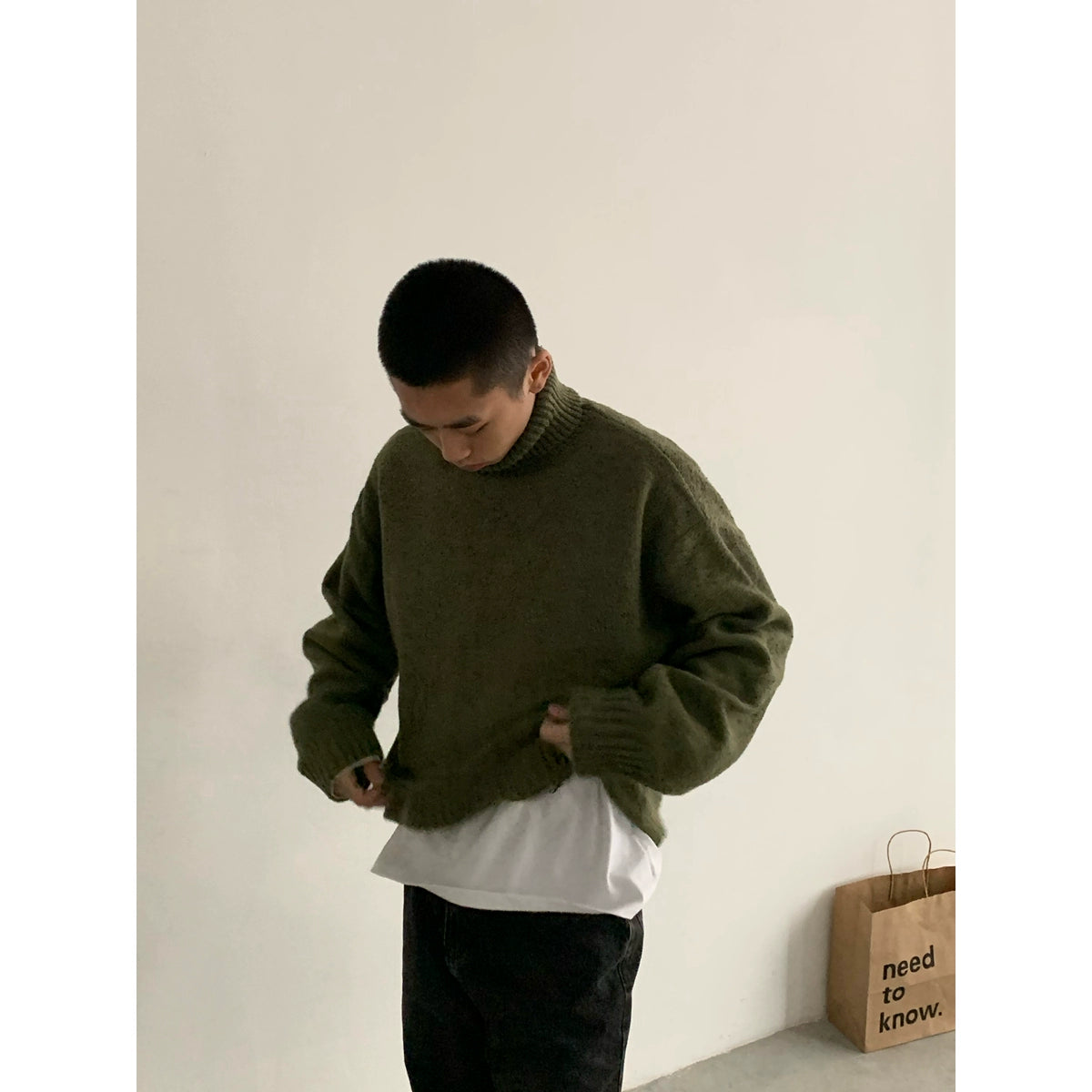 Basic Design Turtleneck Knit Sweater WN4736