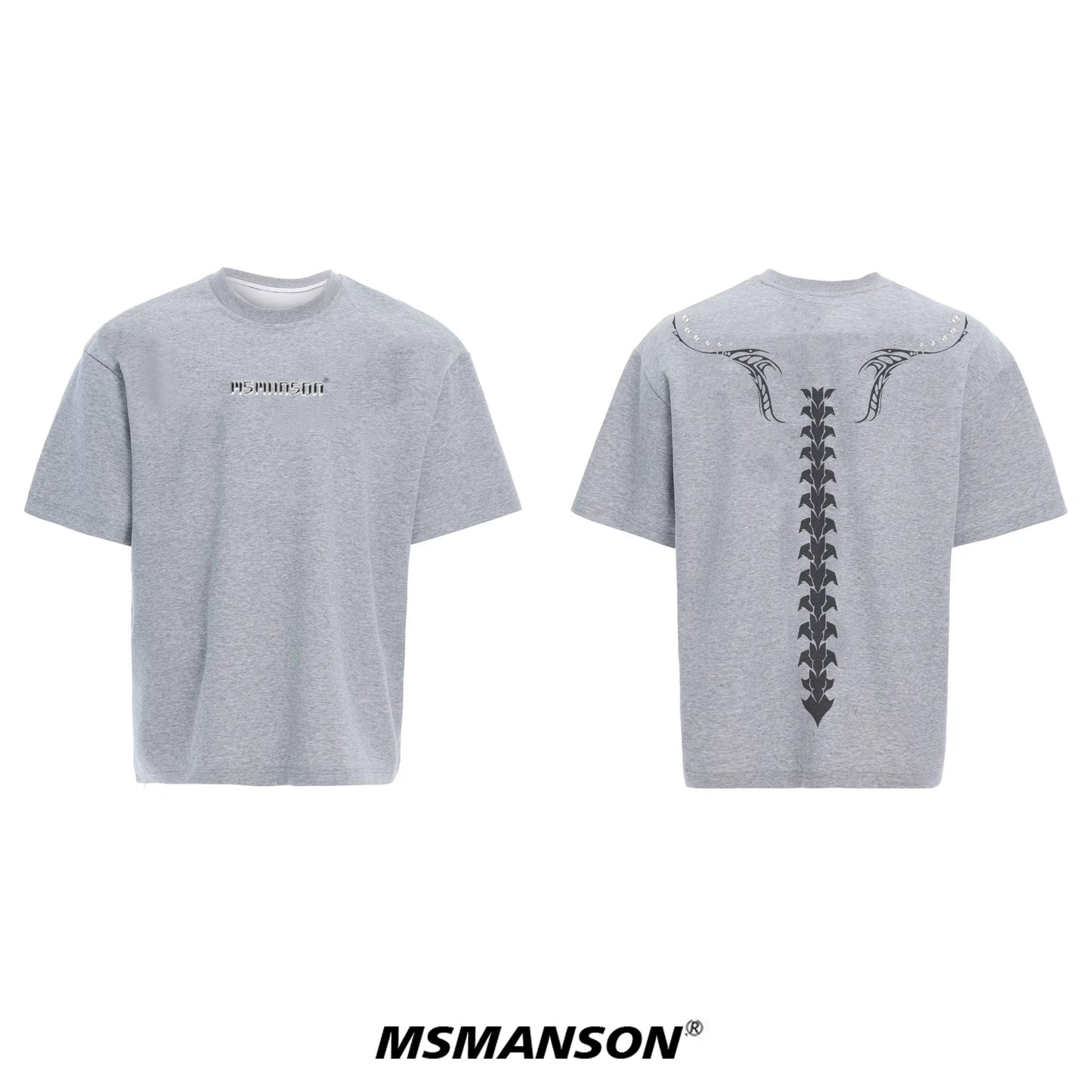 Spine Design Heavyweight Pure Cotton Short Sleeve T-Shirt WN18656