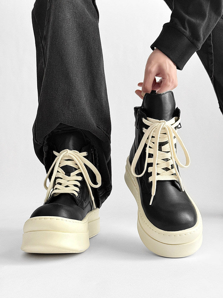 Lace Up Side Zipper Thick Sole Short Boots WN24561