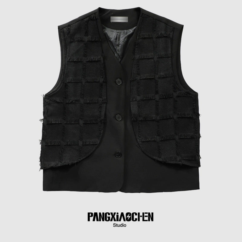 Fake Layered Design Vest Jacket WN20173