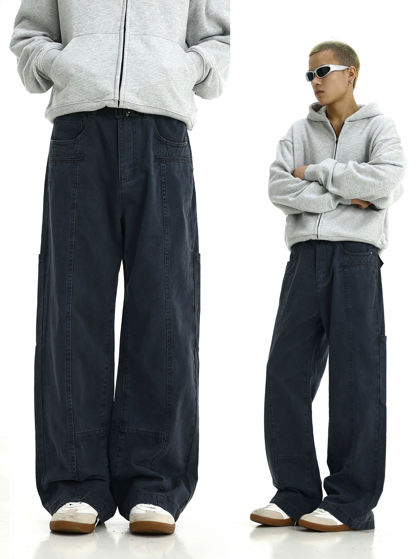 Unisex Wased Straight Workwear Denim Jeans WN5814