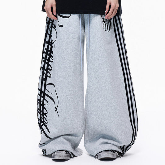 Music Art Graphic Print Wide Leg Sweatpants WN27264