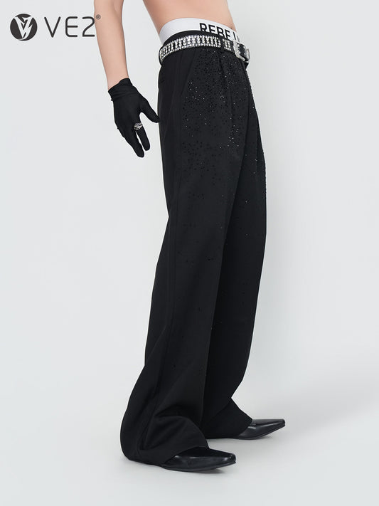 Rhinestone Flare Trousers WN24301