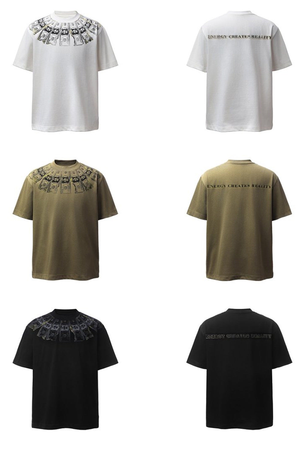 Dollar Bill Collar Print Short Sleeve T-Shirt WN26824