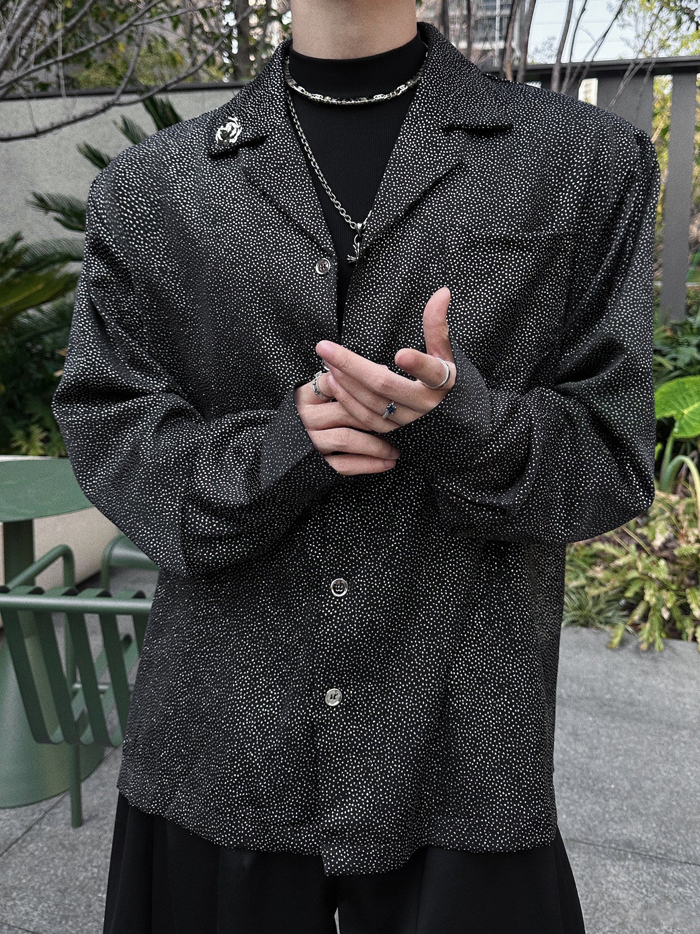 Oversize Lapel Long Sleeve Shirt WN25069
