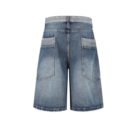 Deconstruction Patchwork Wide Leg Half Denim Pants WN25618