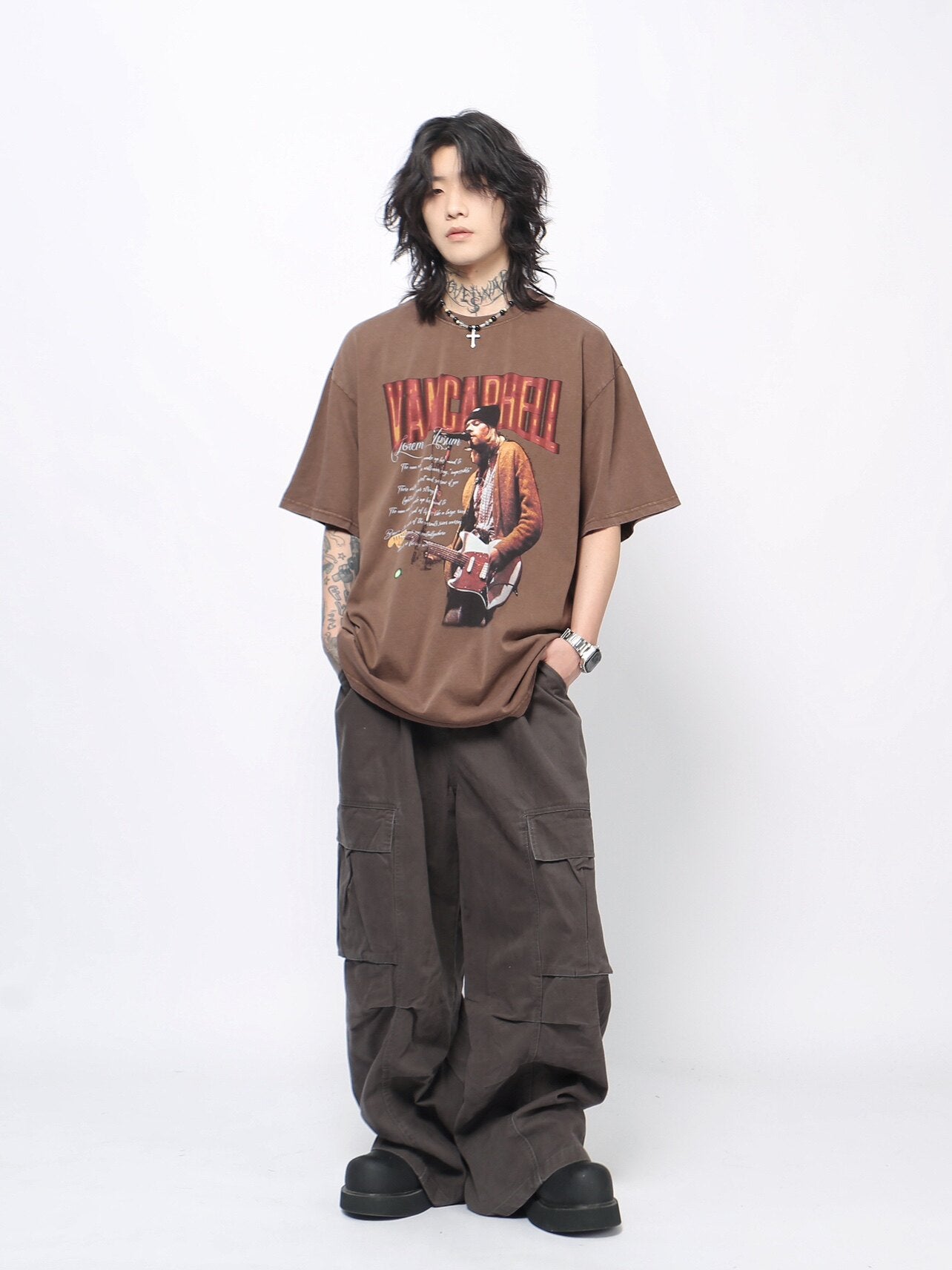 Washed Rock Graphic Distressed Short Sleeve T-Shirt WN24474