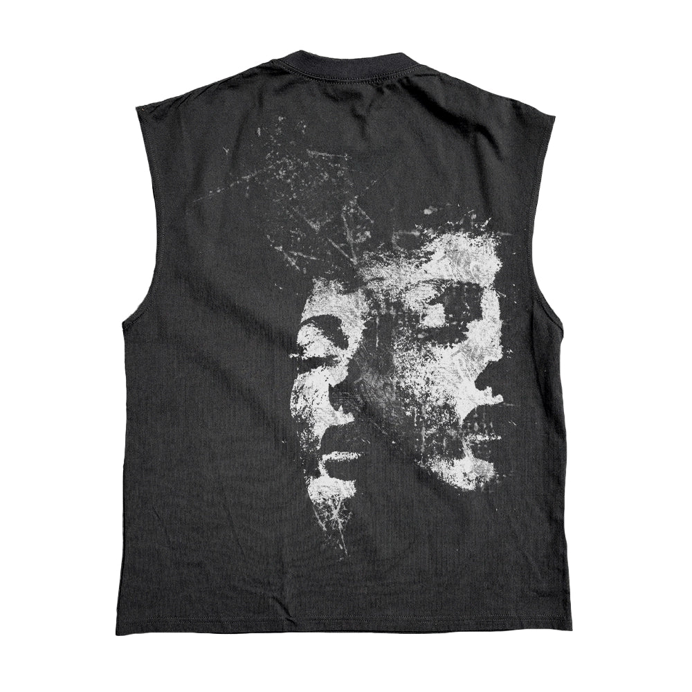 Damage Graphic Design Sleeveless T-Shirt WN16837