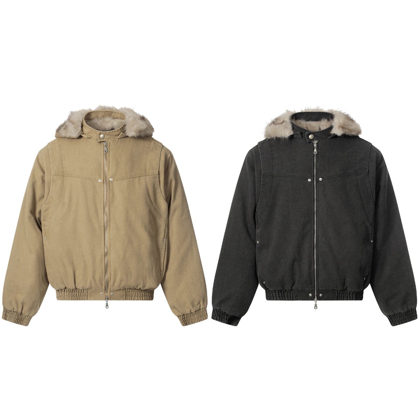 Detachable Fur Collar Hooded Puffer Jacket WN21864