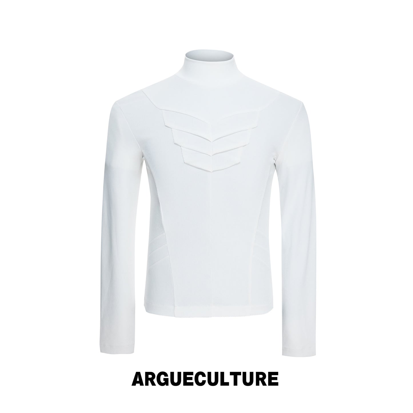 High-Neck Structured Stretch Cropped Long Sleeve T-Shirt WN27039