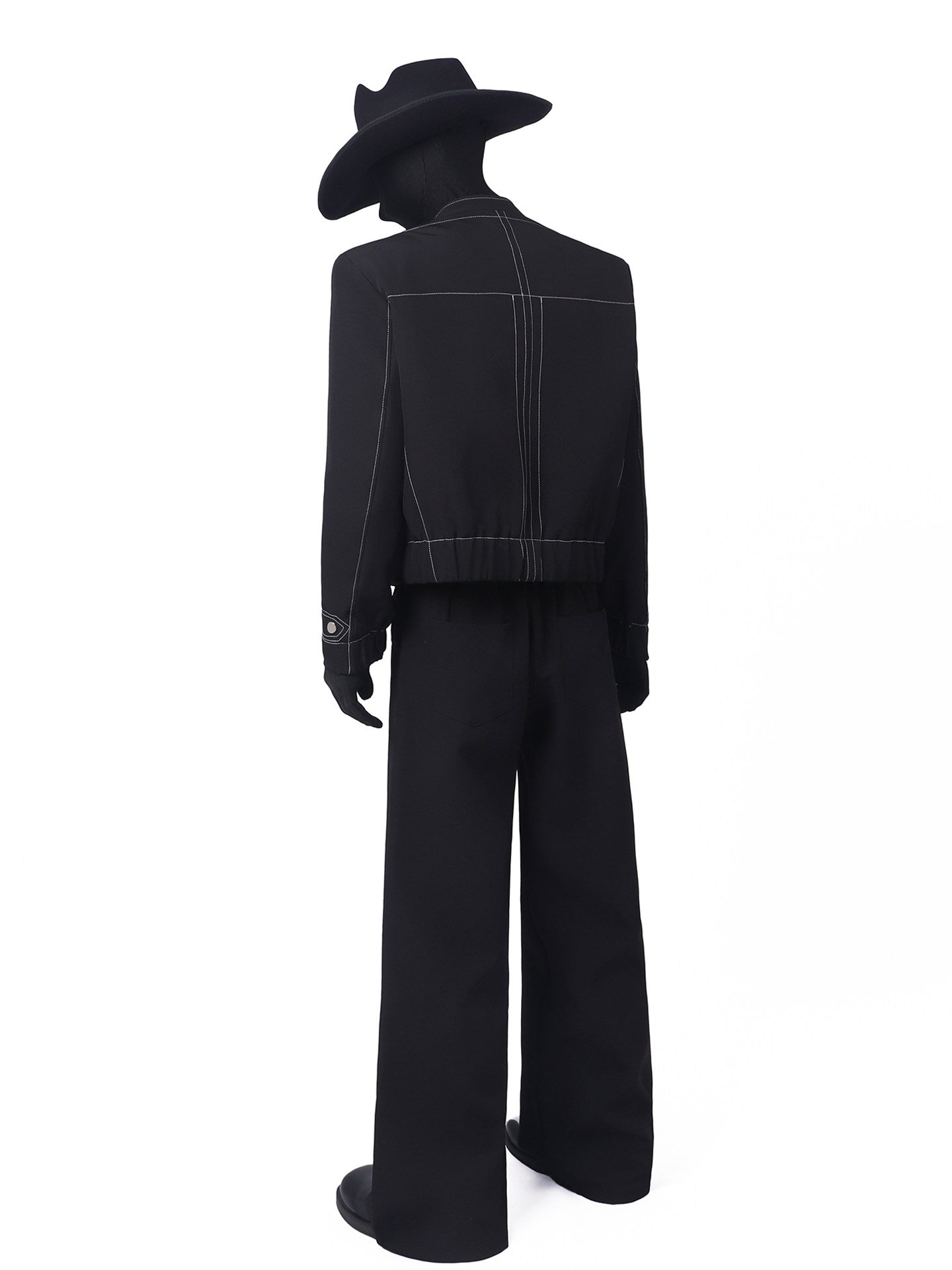 Exposed Seam Stand Neck Jacket & Wide Leg Pants Setup WN23670