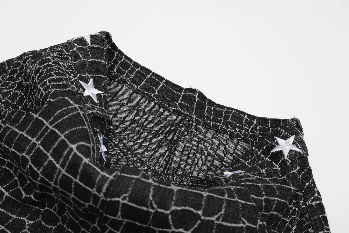 Crocodile Pattern Star Studs Wide Leg Pants WN25471