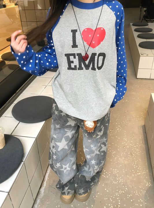Graphic Letter Polka Dot Print Long Sleeve T-Shirt WN25397
