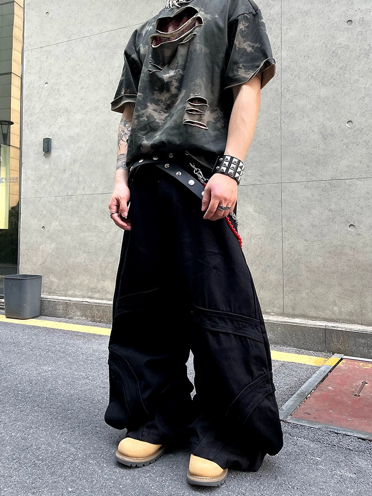 Vintage Style Wide Leg Long Cargo Pants WN18846