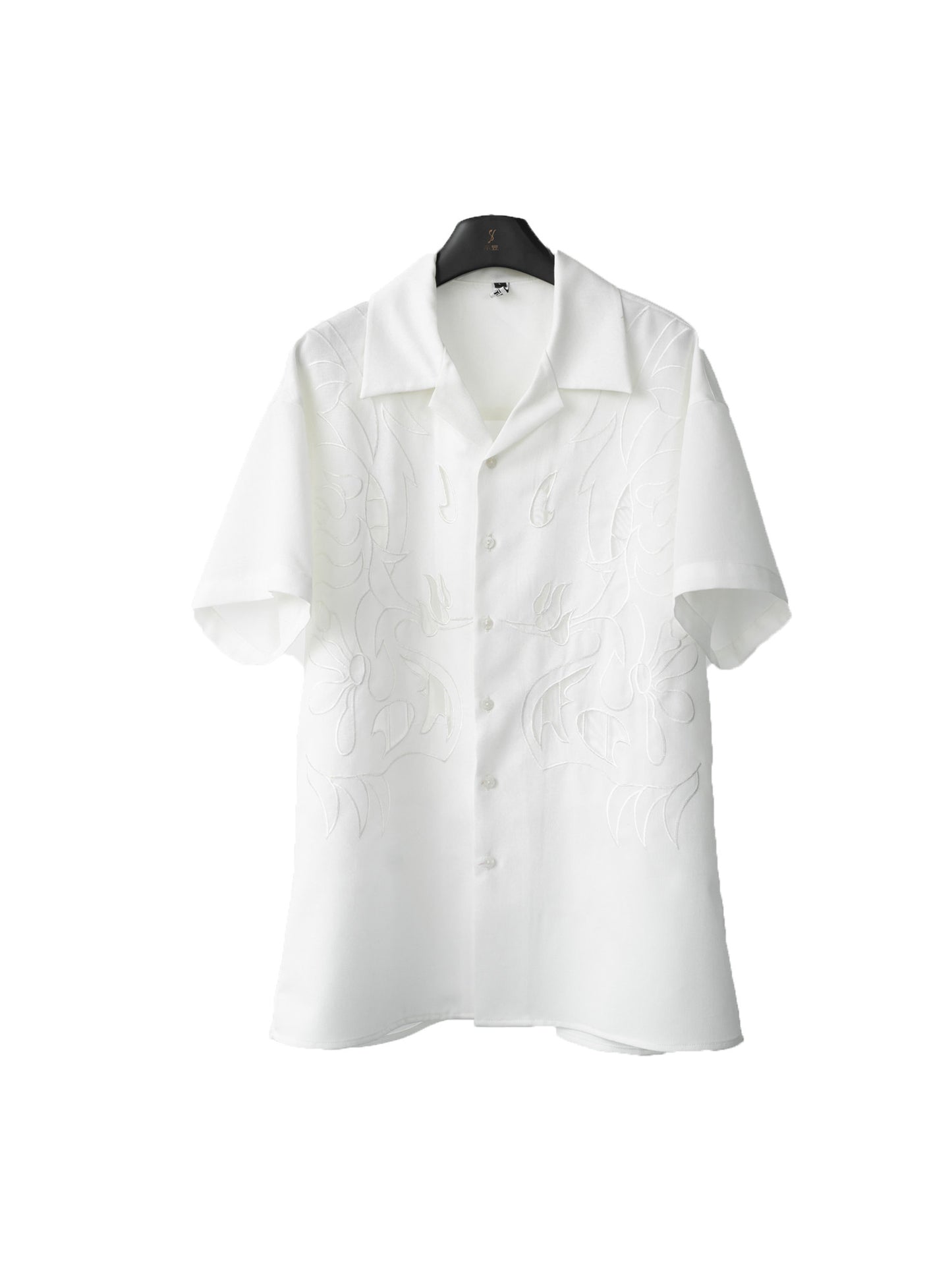 Design Embroidery Open Collar Short Sleeve Shirt WN23613