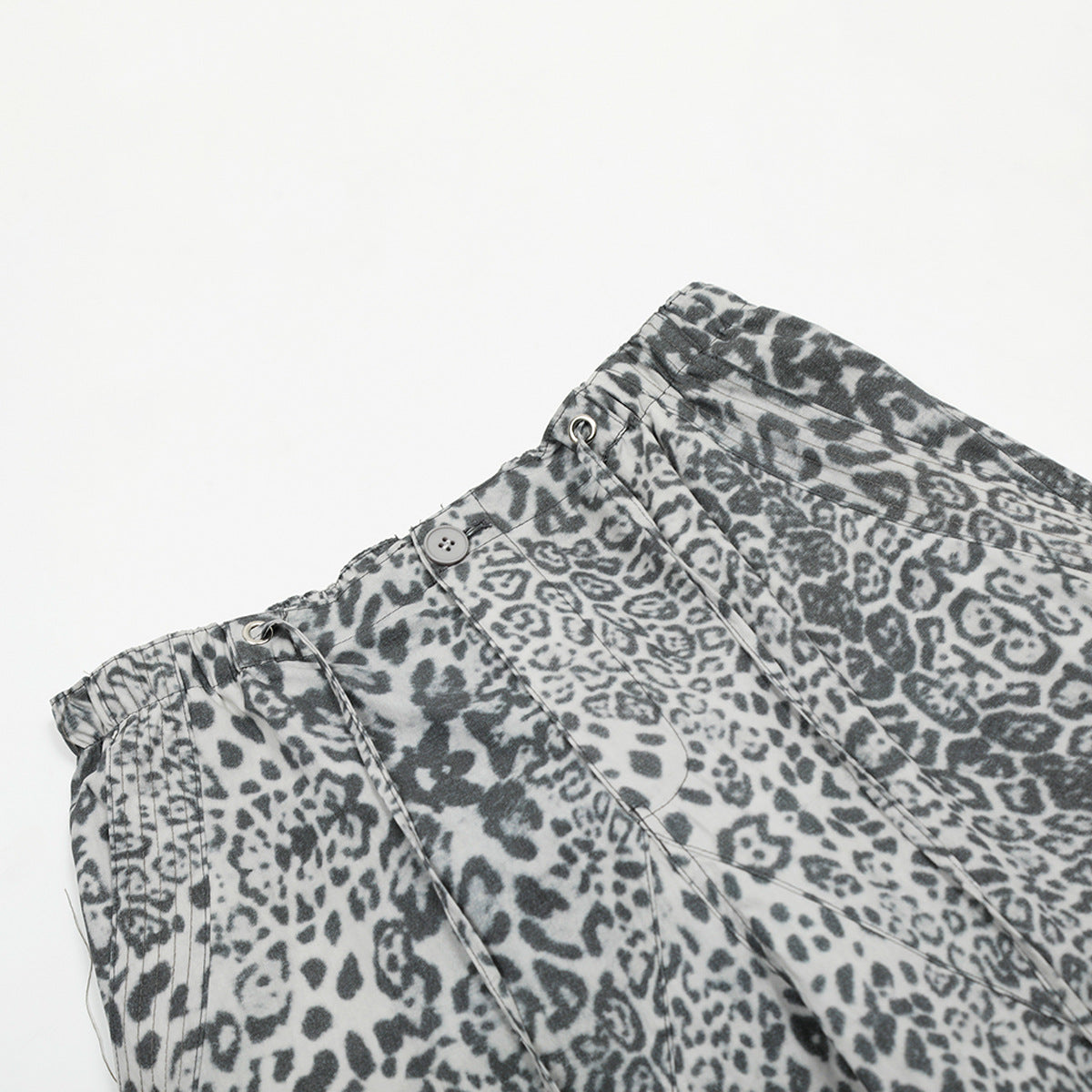 Leopard Print Paratrooper Wide-Leg Cargo Pants WN16164