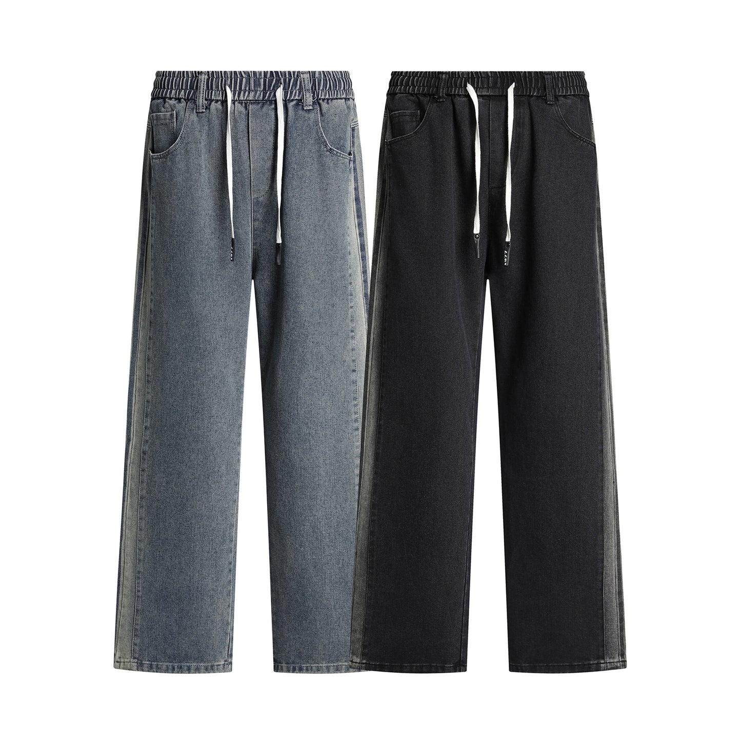 Washed Wide-Leg Straight Denim Jeans WN11469