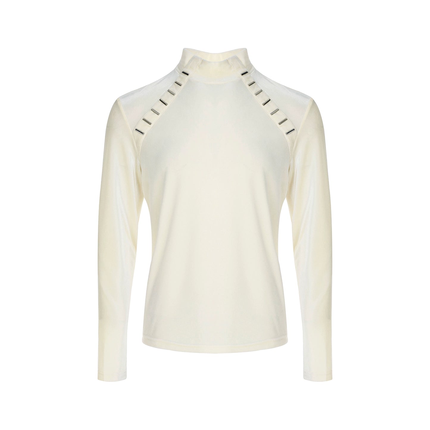 Velvet High-Neck Long Sleeve T-Shirt WN12146