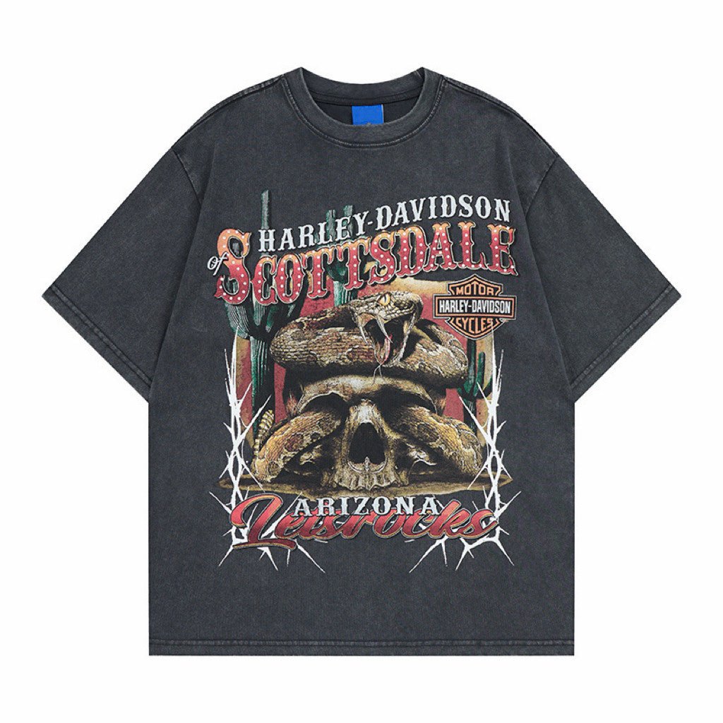 Washed Print Oversize Short Sleeve T-Shirt WN24416