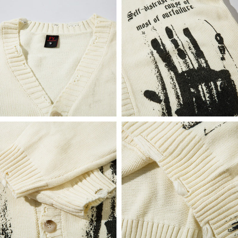 Graffiti Print Oversize Knit Cardigan WN11429