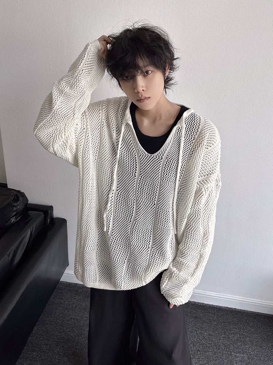 Oversize Hollow-Out Pullover Knit Sweater WN19357