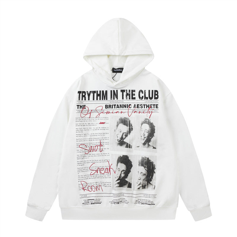 Letter Photo Print Oversize Hoodie WN24290