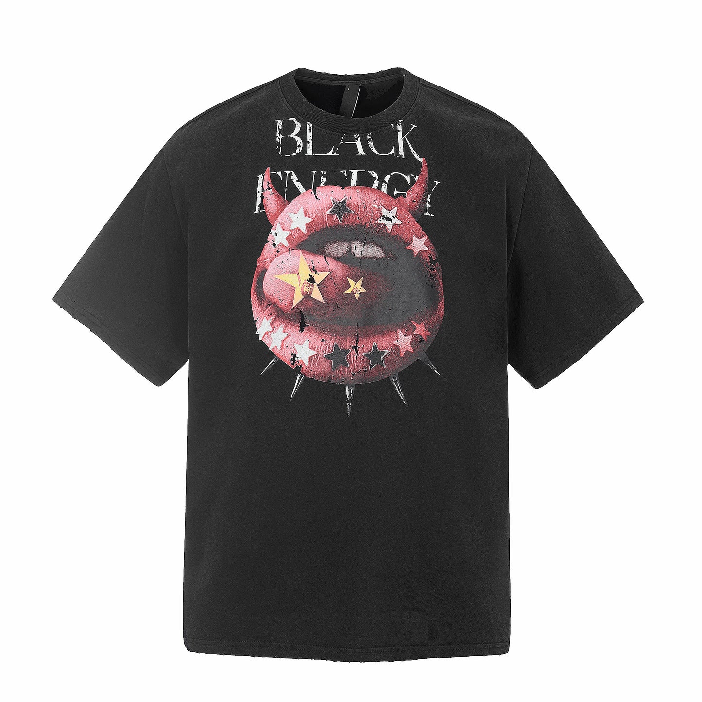 Washed Tongue Print Short Sleeve T-Shirt WN24452