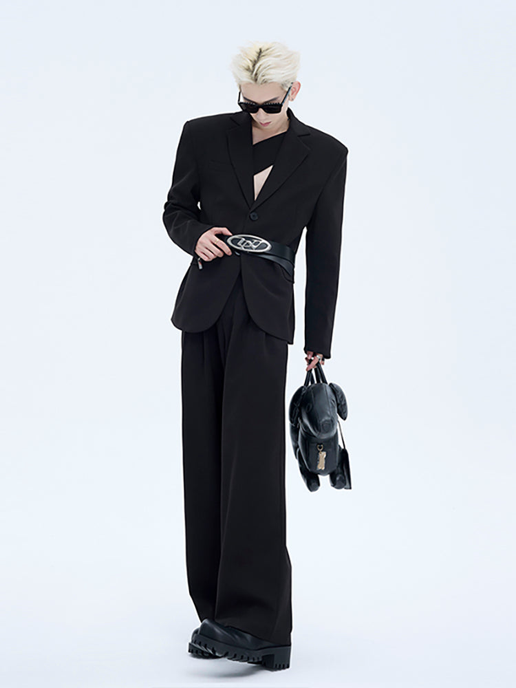 Shoulder-Pad Tailored Jacket & Tuck-in Trousers Setup WN15467