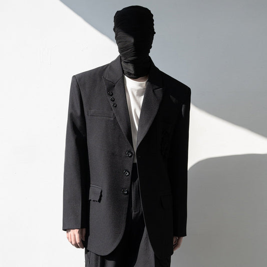 3D Flower Design Oversize Tailored Jacket & Wide Leg Trousers Setup WN23839