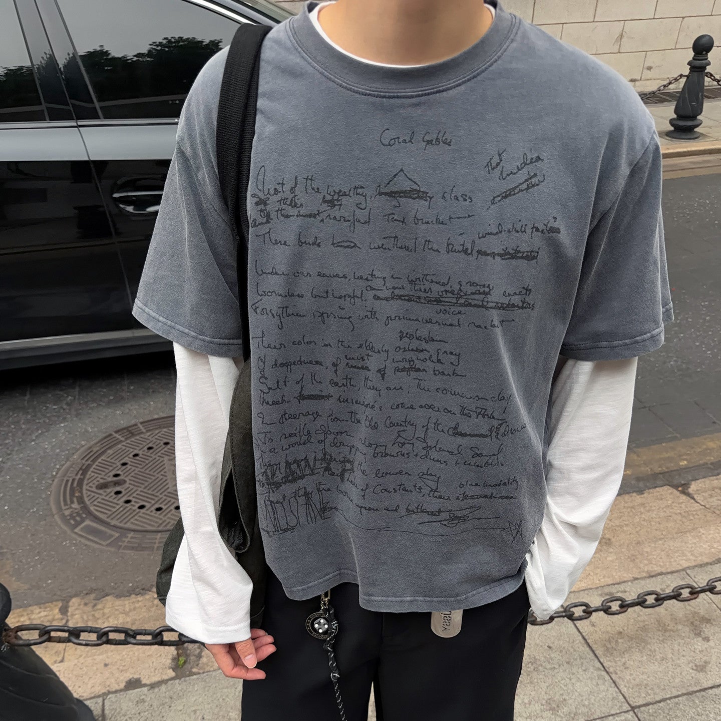 Washed Letter Print Oversize Short Sleeve T-Shirt WN24368
