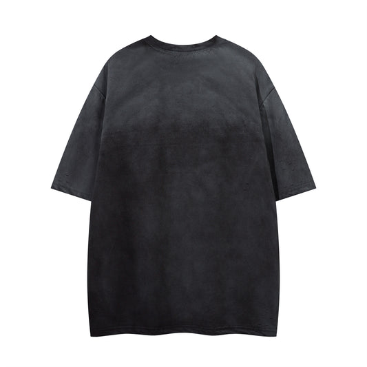 Washed Damage Graphic Print Short Sleeve T-Shirt WN26968